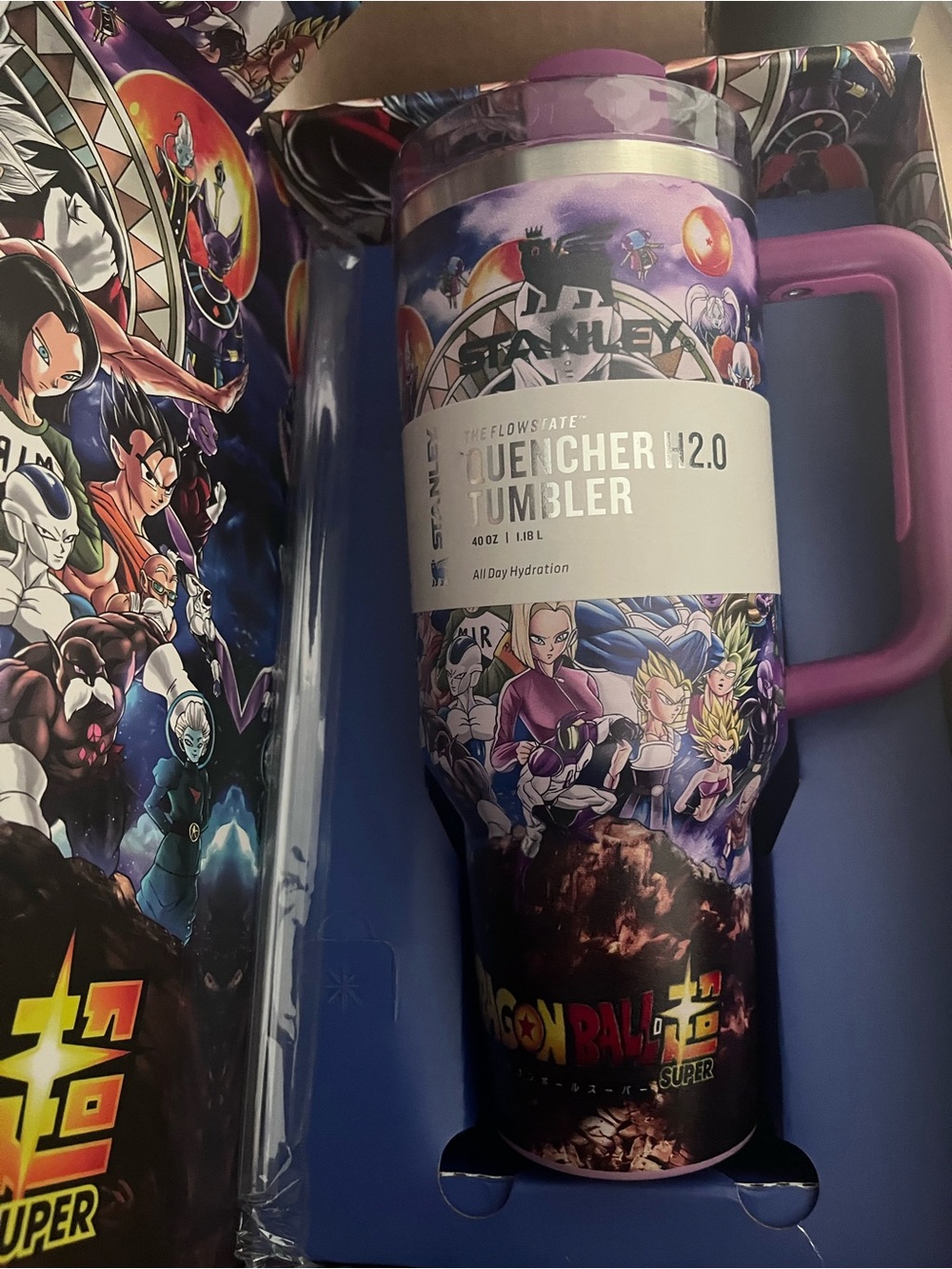 Stanley Dragon Ball Super cup box gift 40oz straw topper water bottle handle